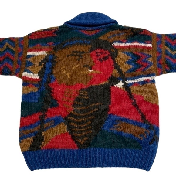Muskoka Lakes Vintage Shetland Wool Shawl Collar Southwest Sweater /Size Medium - Picture 3 of 12